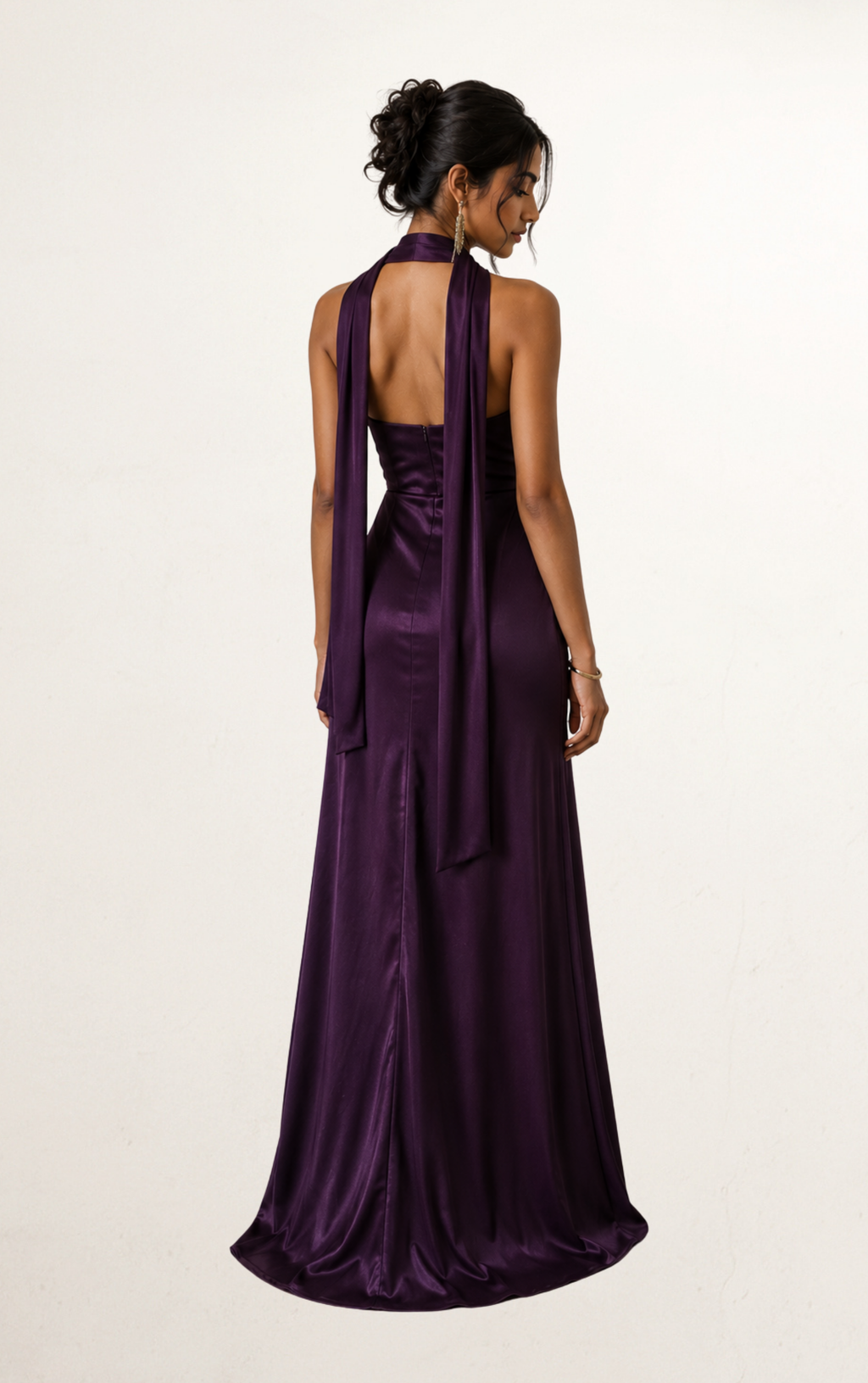 Purple Silk Bandeau with Scarf Dress