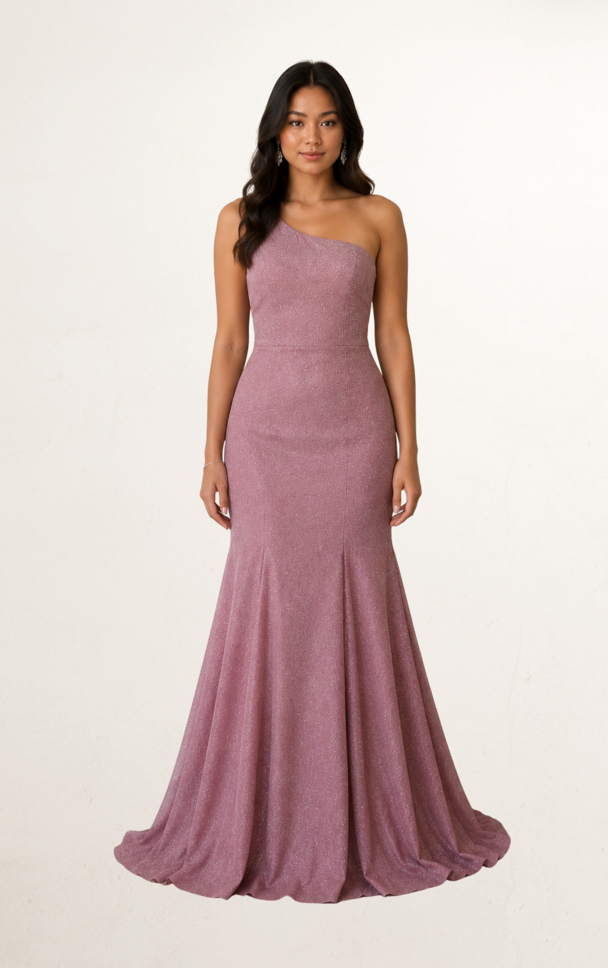 Purple Lilac Glitter One-Shoulder Mermaid Gown
