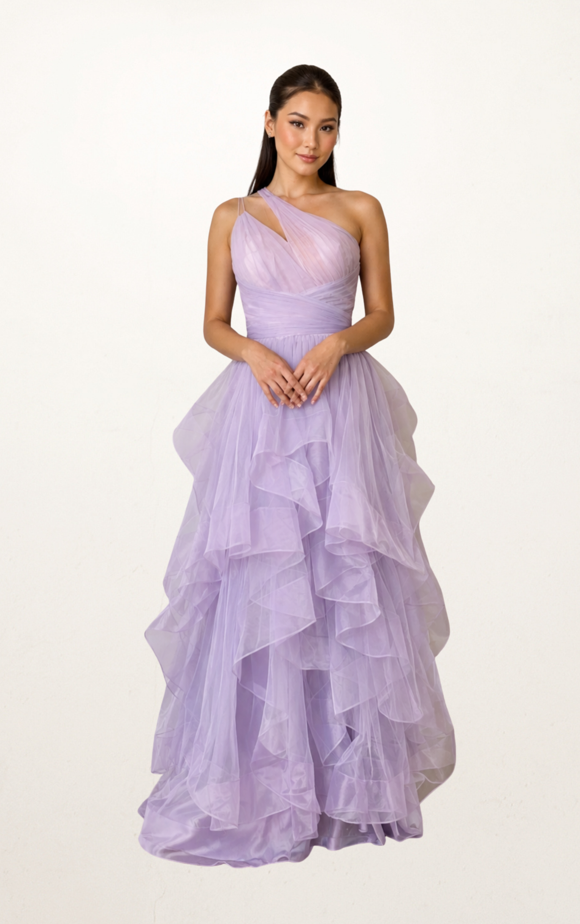 Purple One-Shoulder Tulle Dress