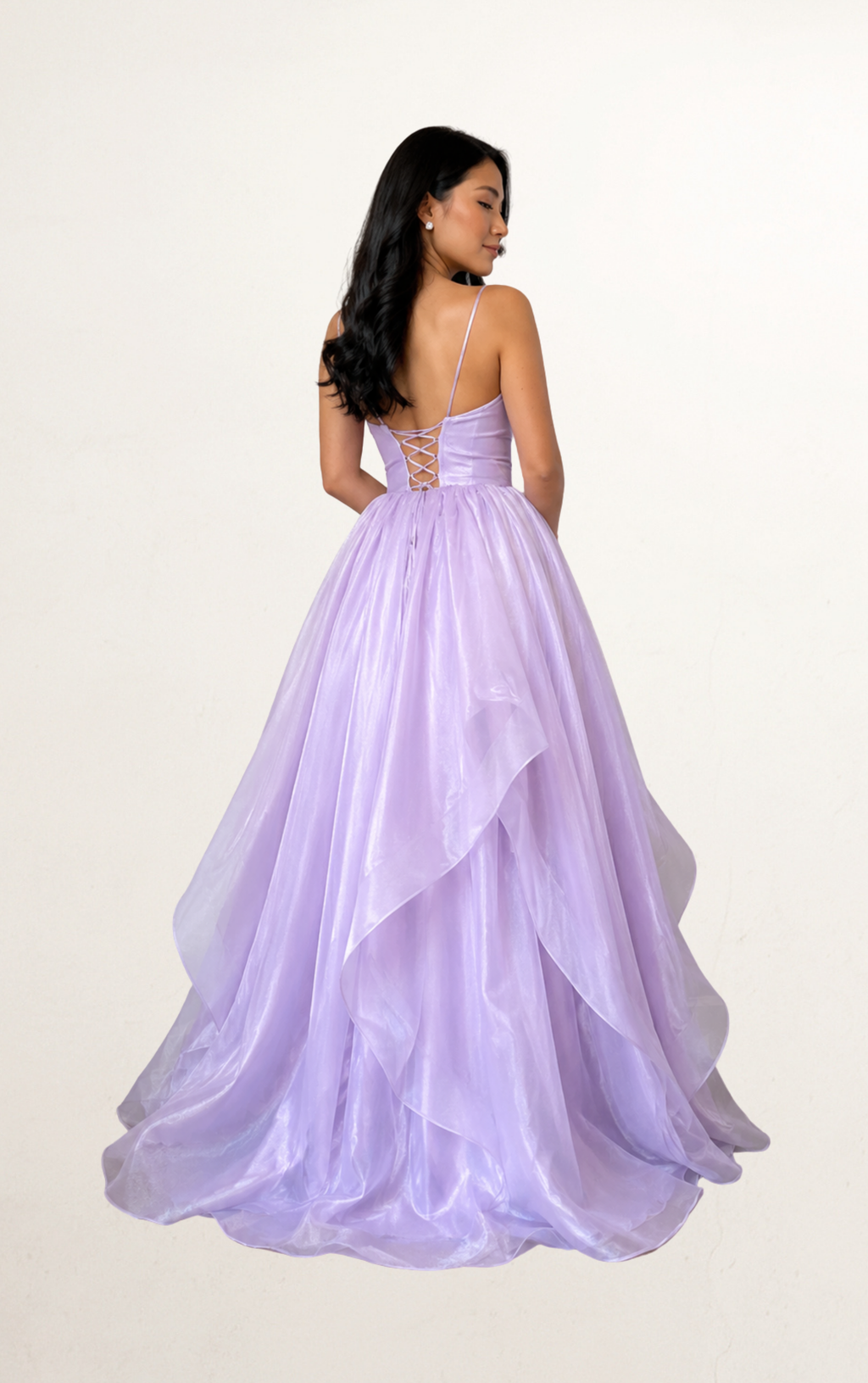 Purple V-Neck Organza Dress