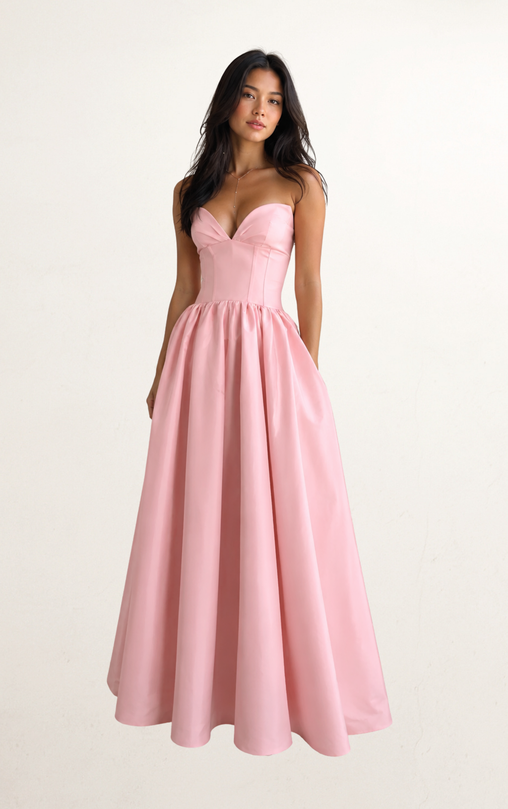 Pink Corset Strapless Maxi Dress