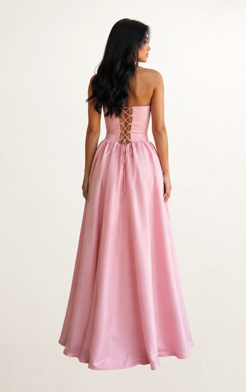 Pink Corset Strapless Maxi Dress