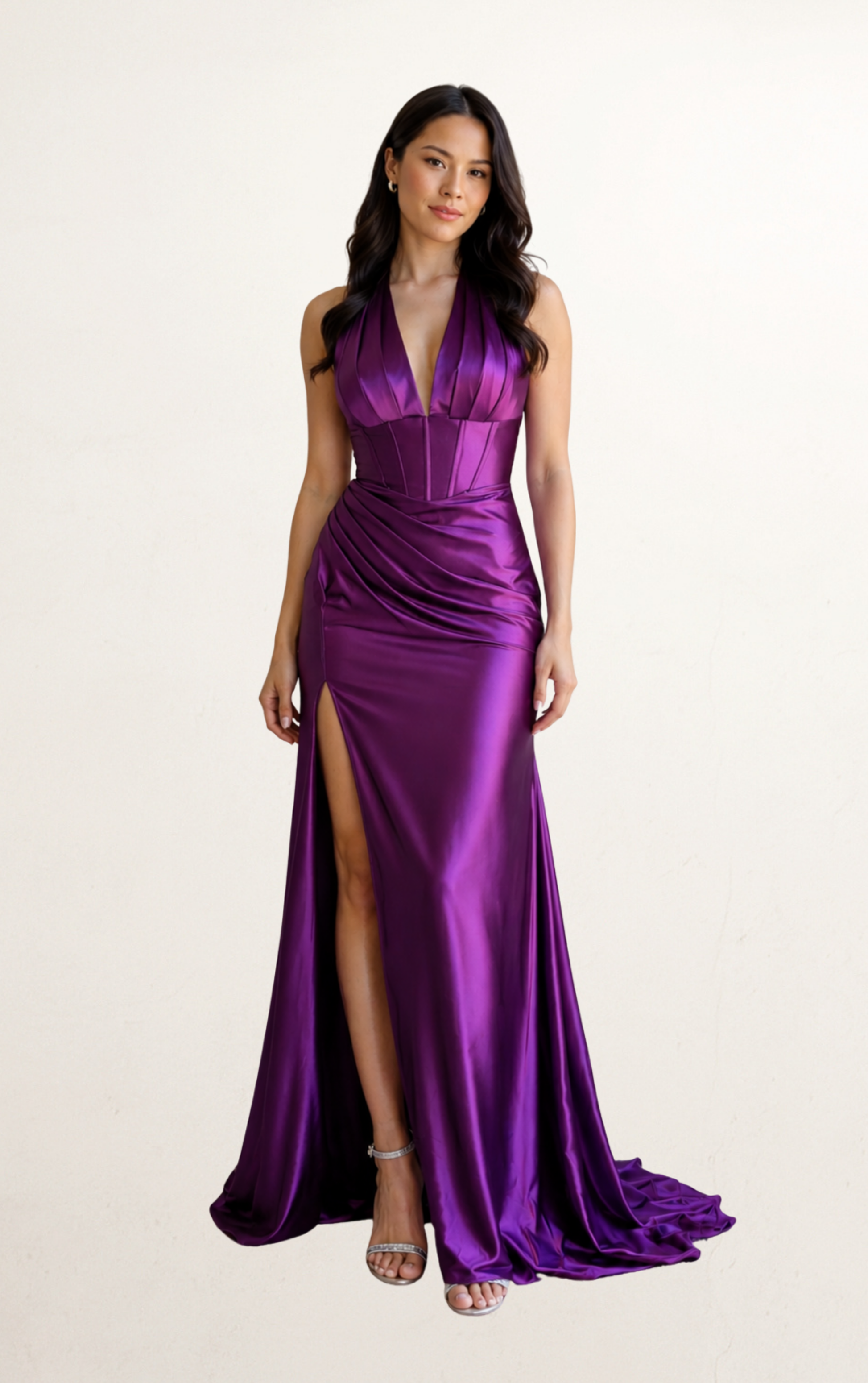 Purple Silk Corset Wrap Dress