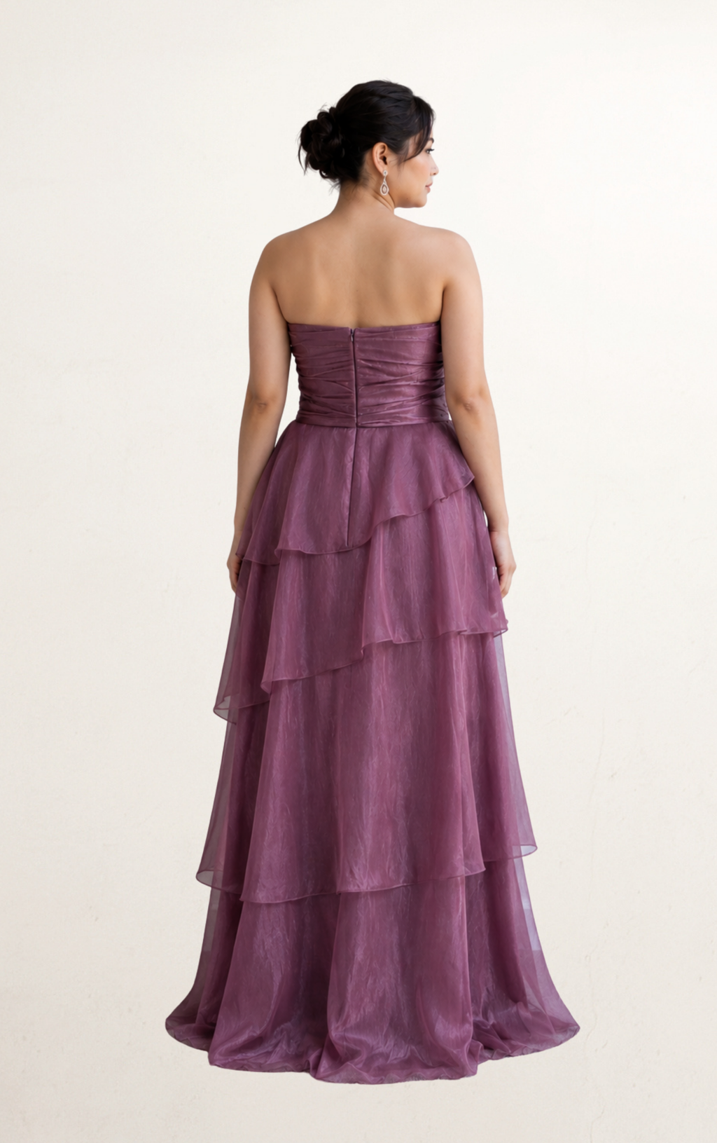 Purple Corset Ruffle Strapless Maxi Dress