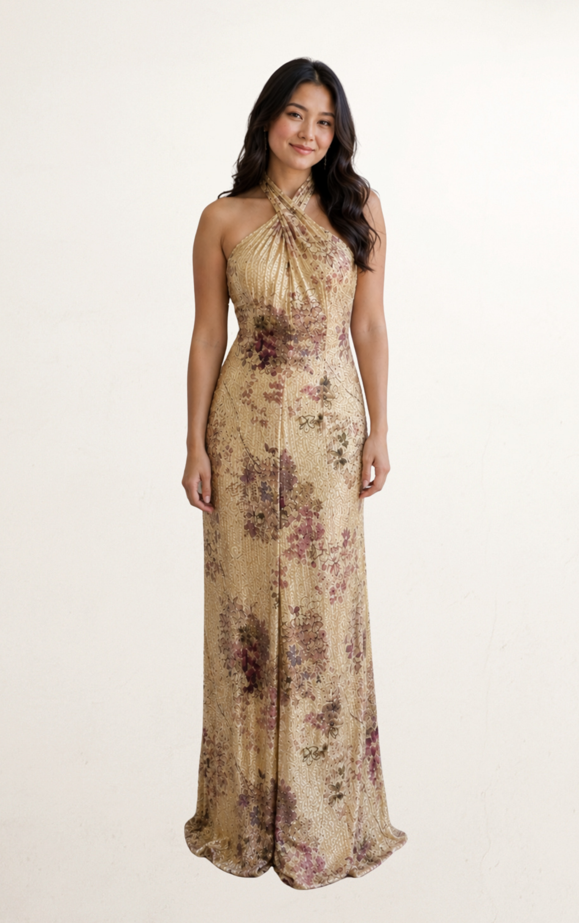 Yellow Golden Bloom Embellished Evening Dress
