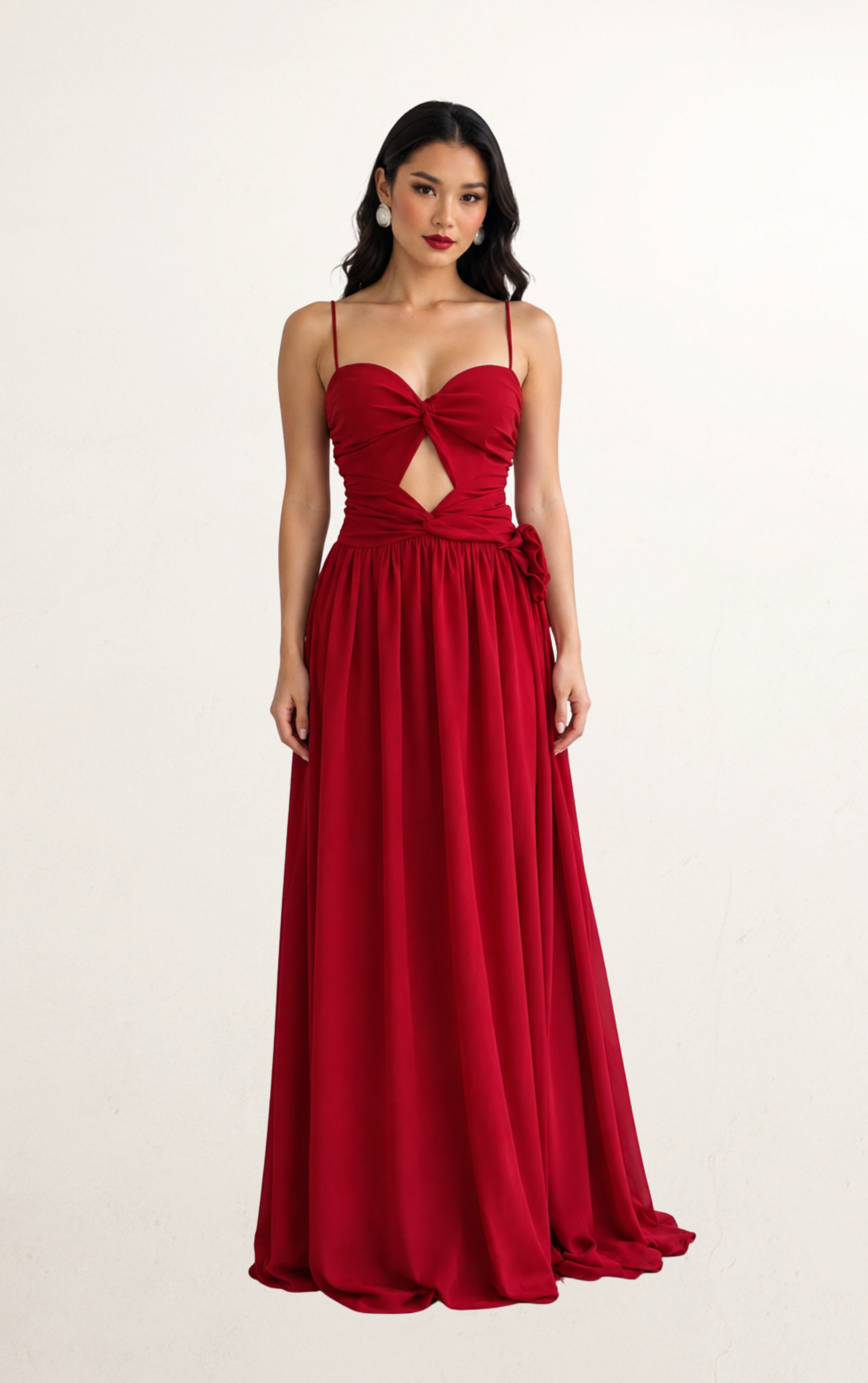 Red Sweetheart Cut-Out Maxi Dress