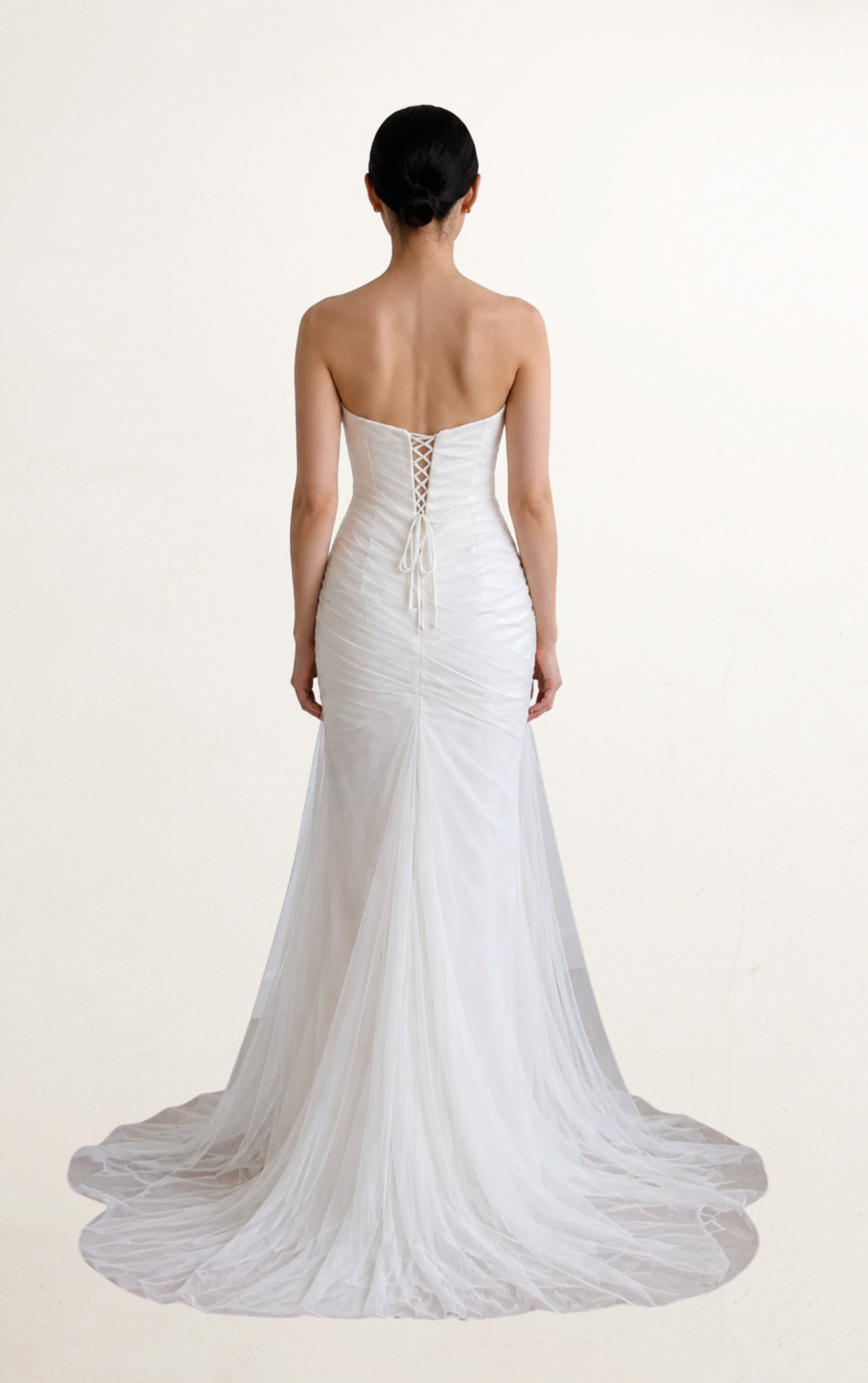 White French Gauze Bridal Gown with Scarf