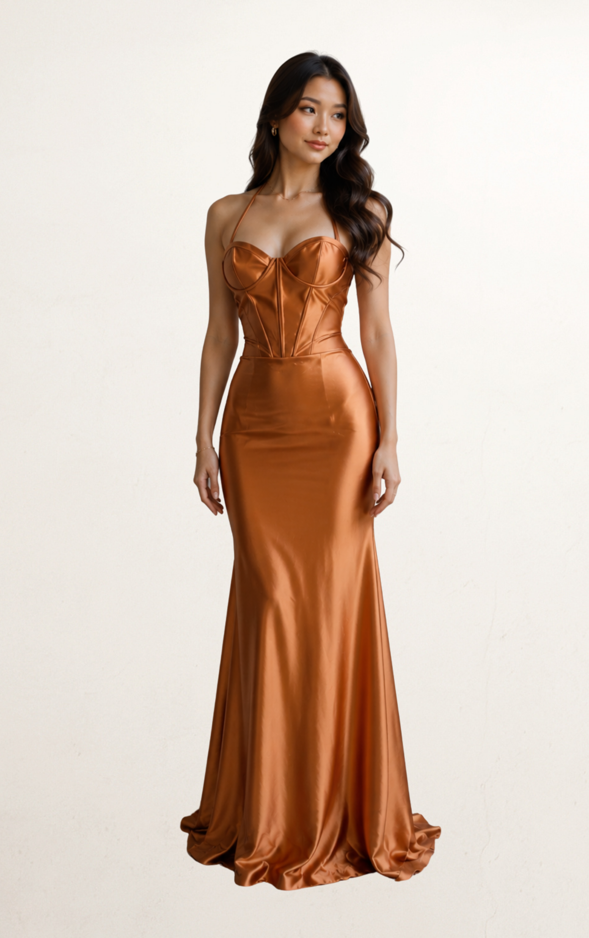 Brown Silk Halter Corset Dress – Peek This Dress