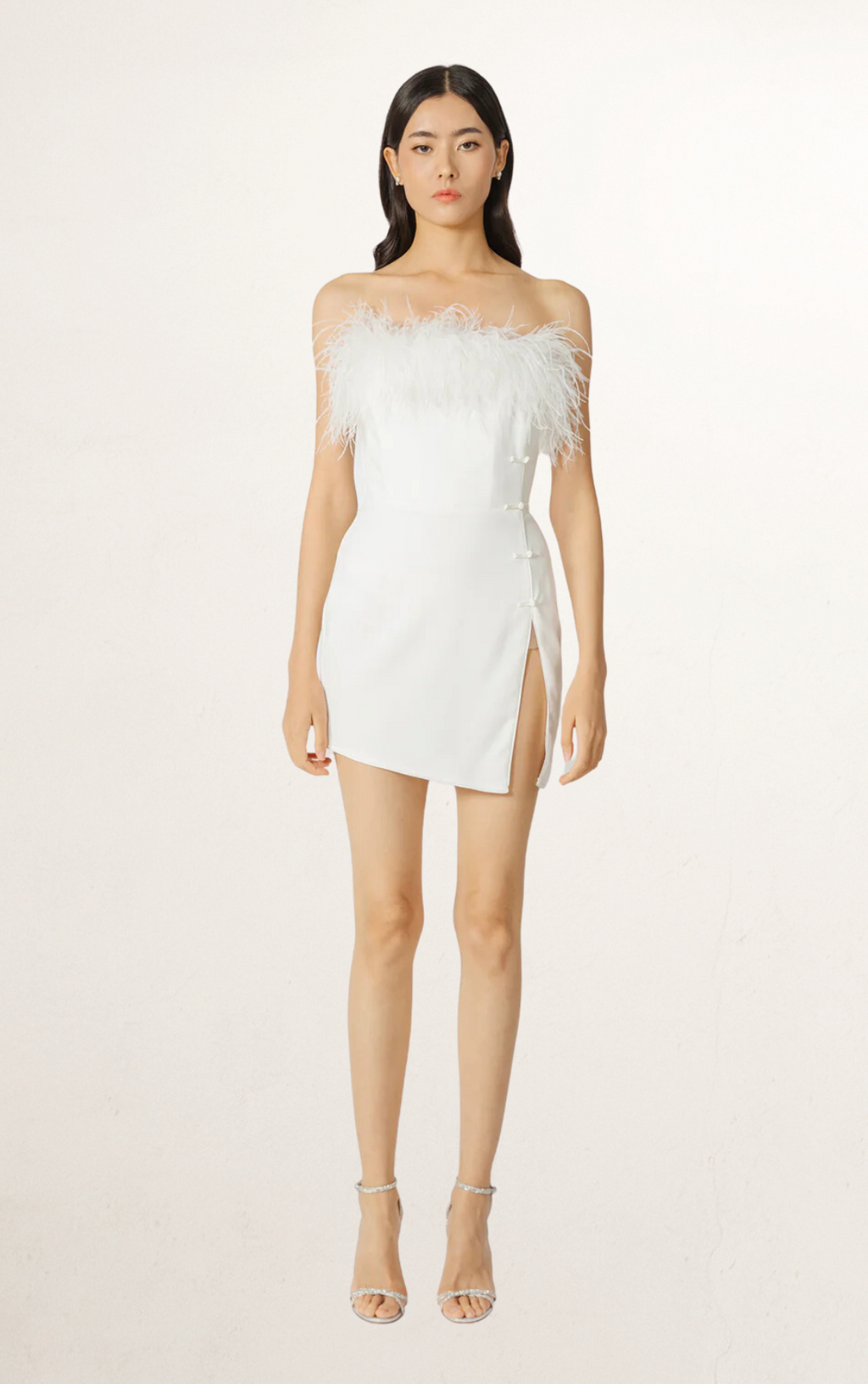 White Sau Lee Feather Mini Dress