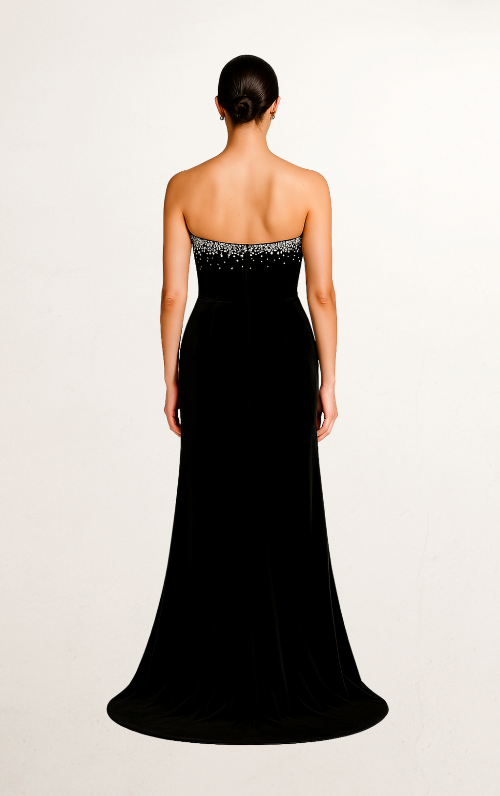 Black Velvet Embellished Fishtail Gown