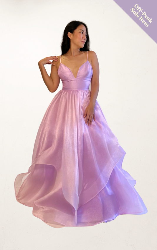 Purple V-Neck Organza Dress