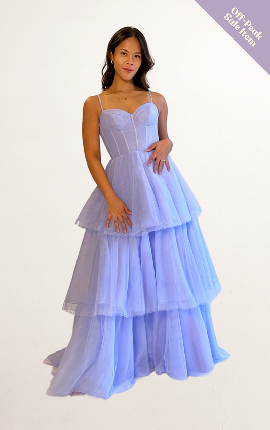 Blue Corset Tiered Tulle Dress