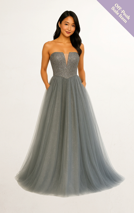 Blue Glitter Corset Tulle Dress