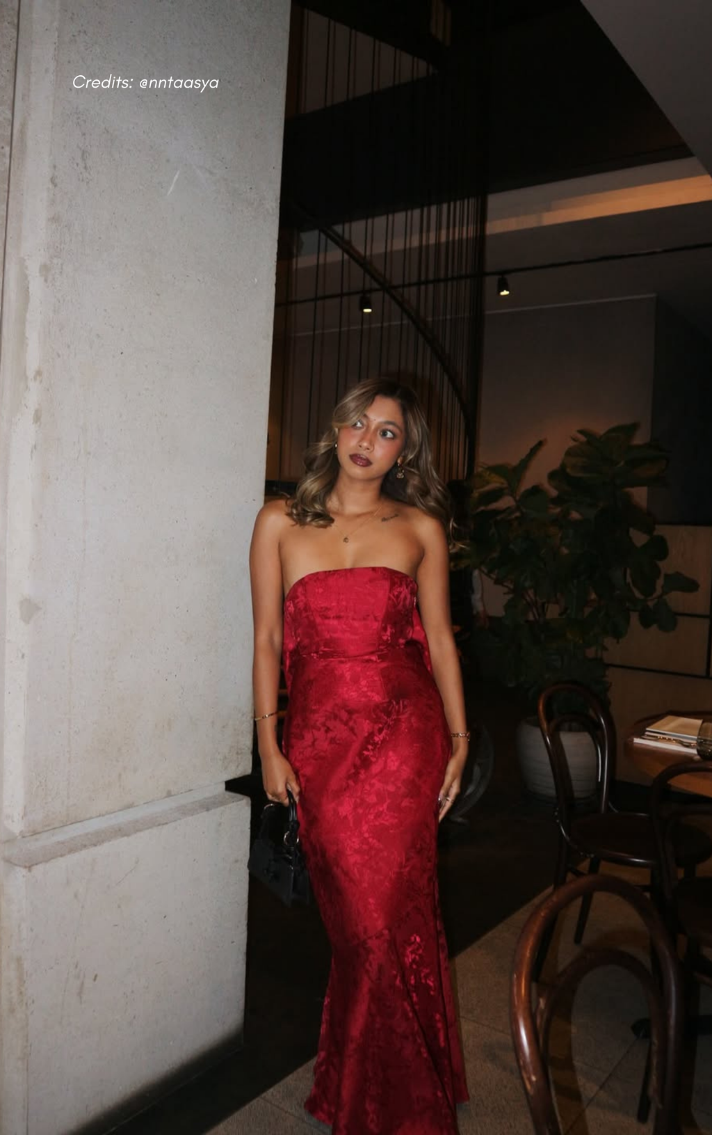 Red Off-Shoulder Bow Maxi Dress