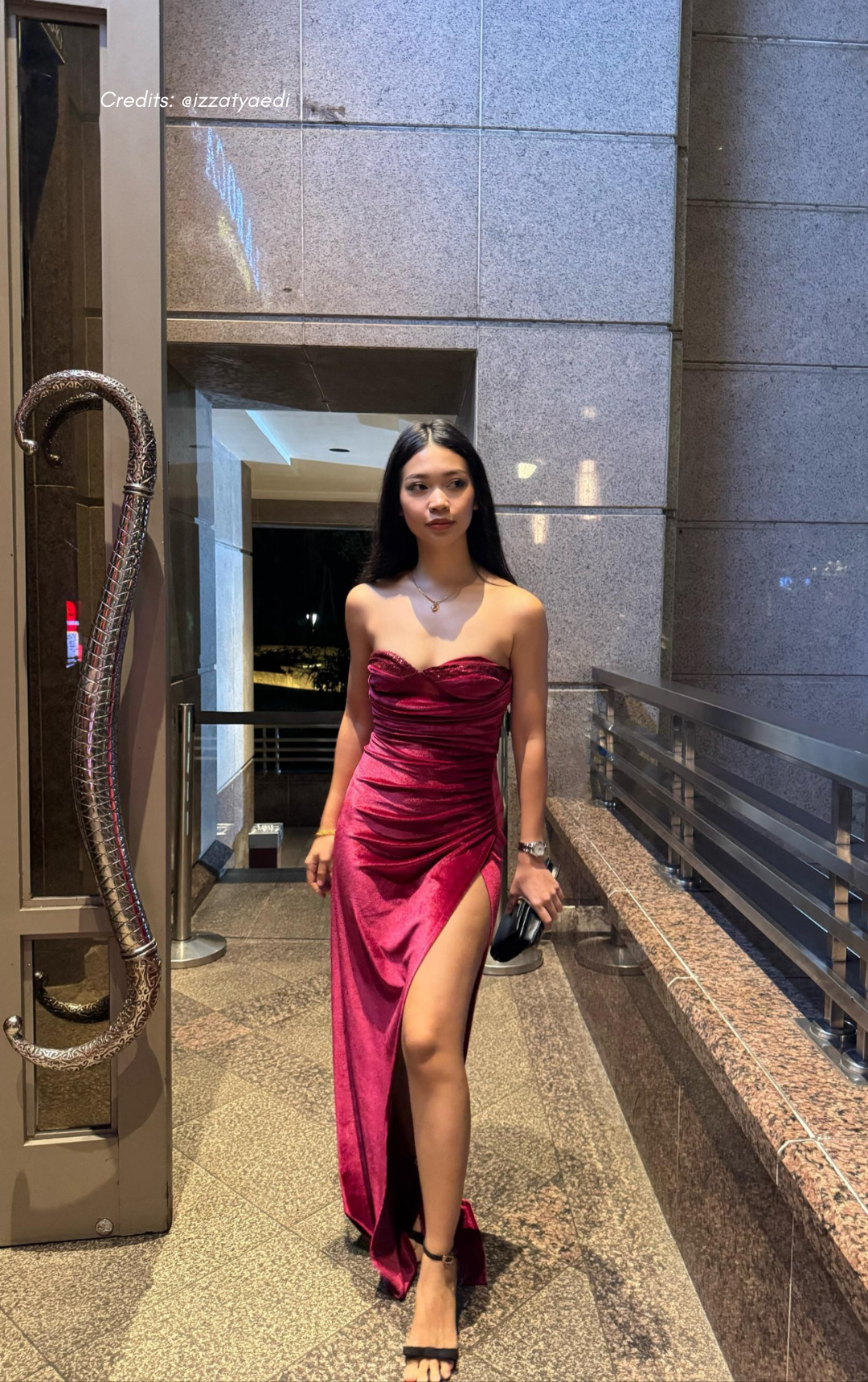 Red Velvet Sequin Bust Dress