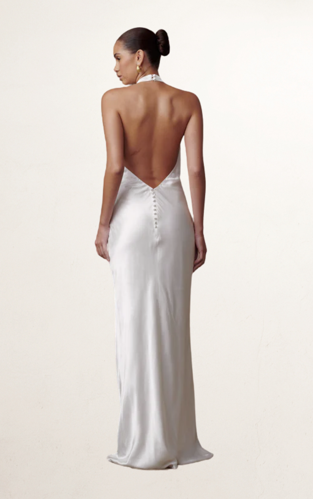 White Iridescent Satin Cowl Bridal Gown