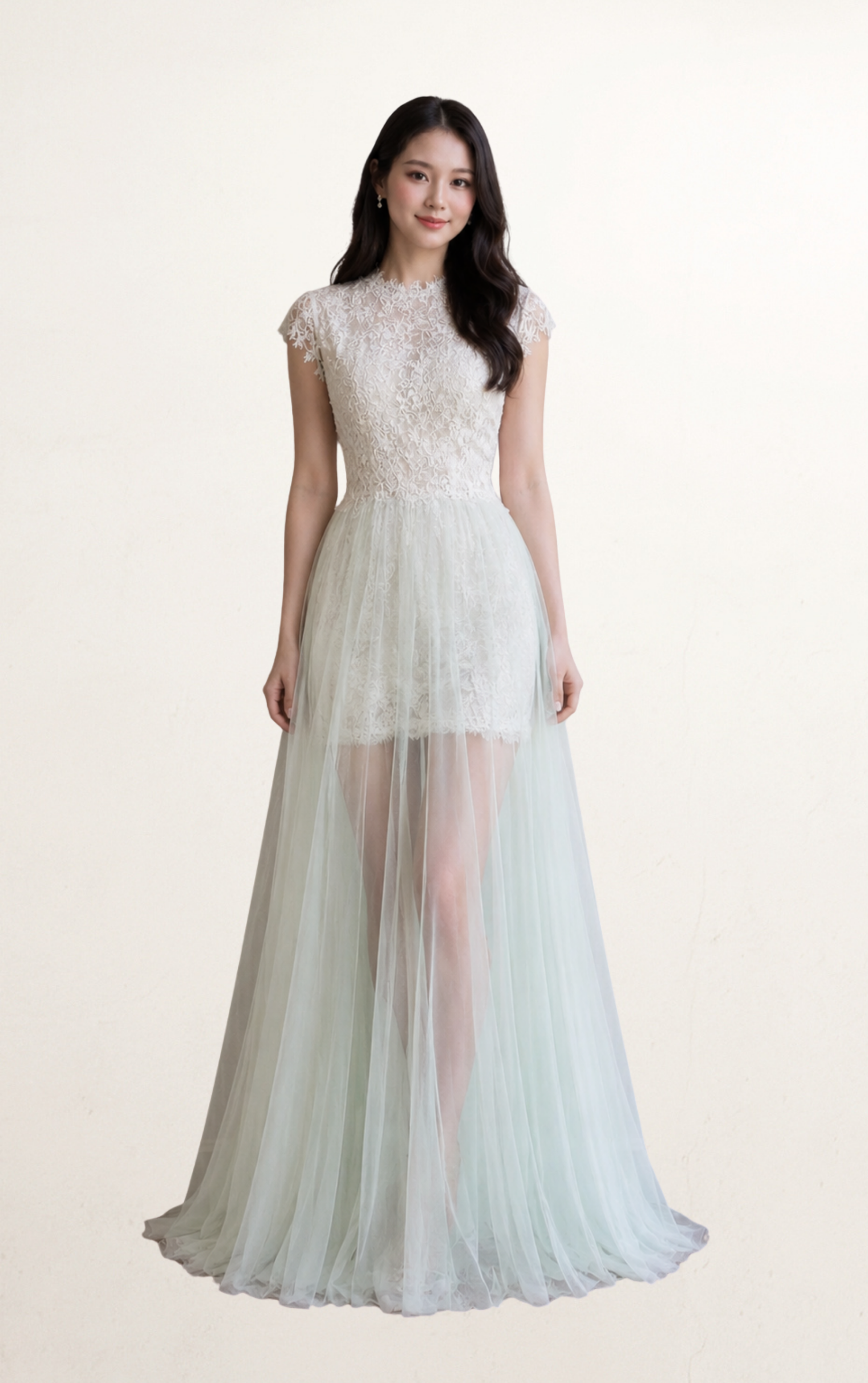 Ombre Lace Chiffon Maxi Dress