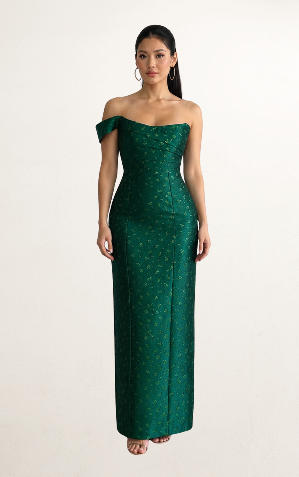 Green Sau Lee Jackson Jacquard Gown