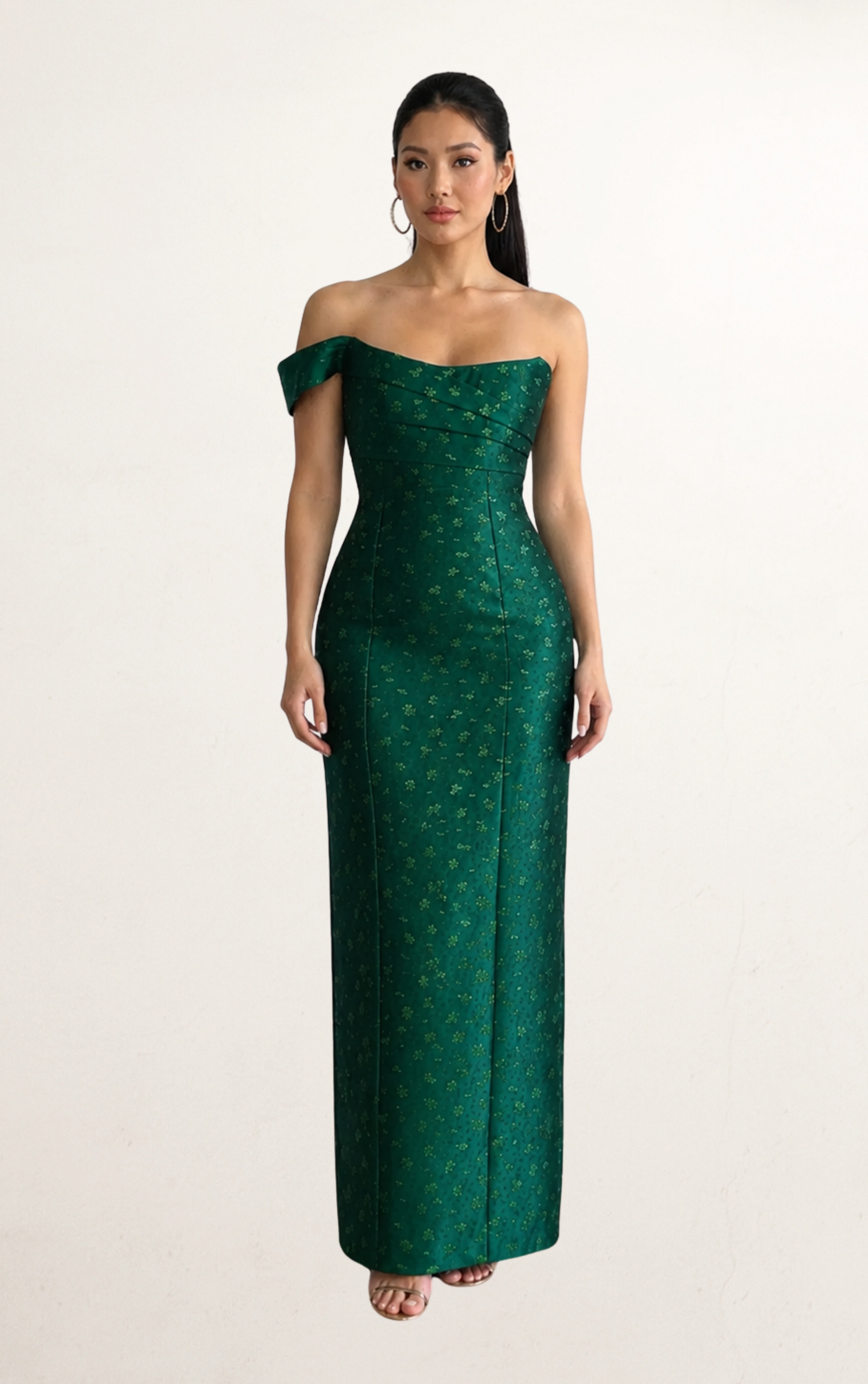 Green Sau Lee Jackson Jacquard Gown