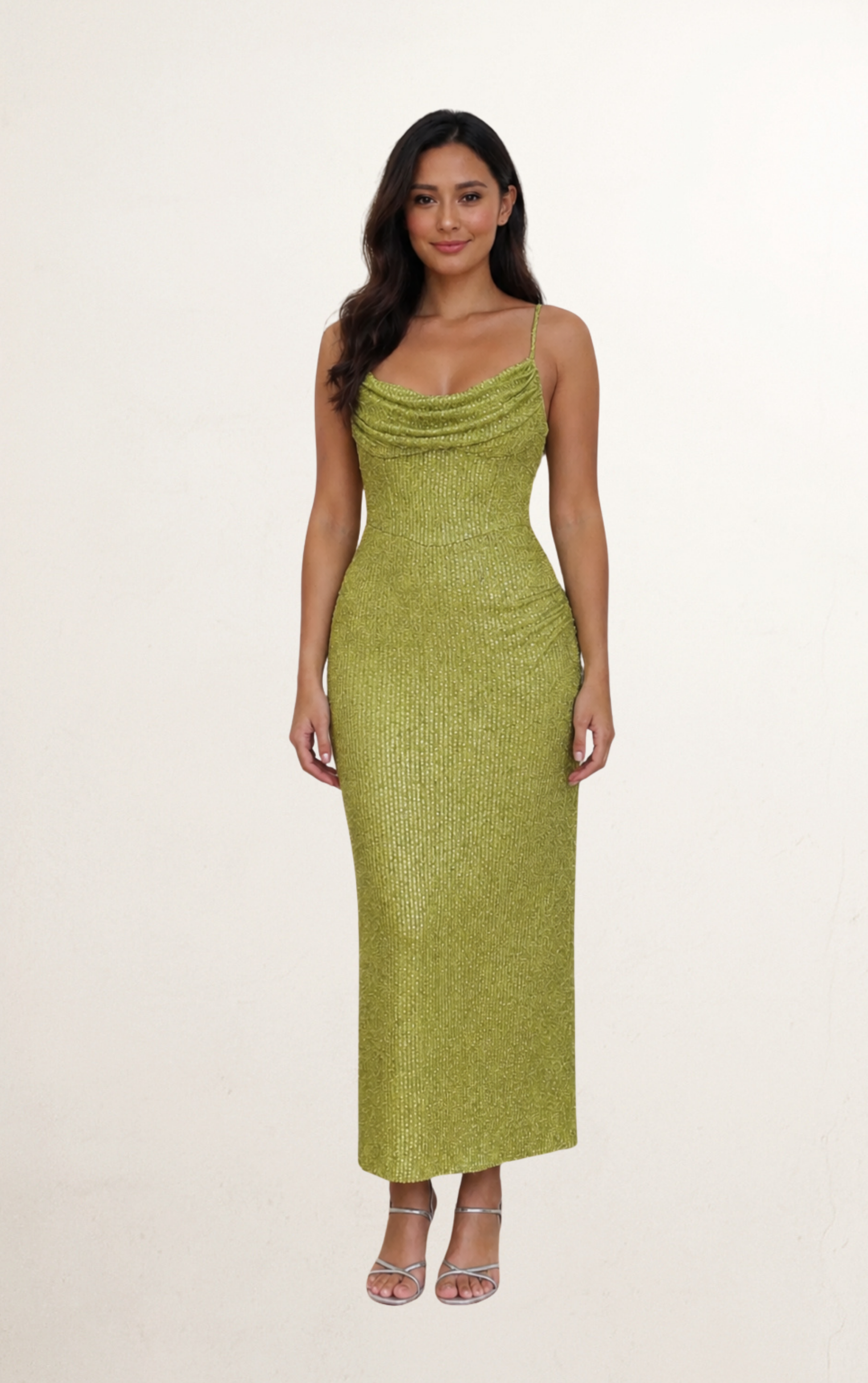 Green Sequin Bodycon Maxi Dress Rental | Stylish Gown Dress Rental