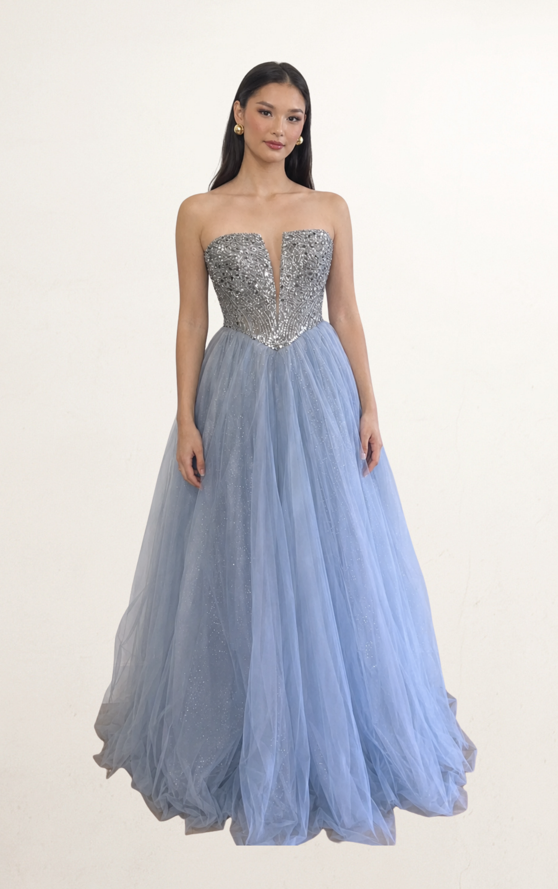 Blue Glitter Corset Tulle Dress