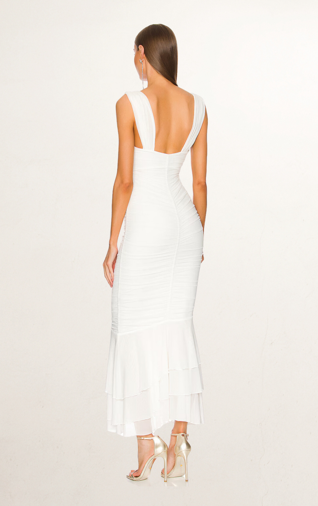 Michael Costello White Cut-out Ruffle Hem Dress