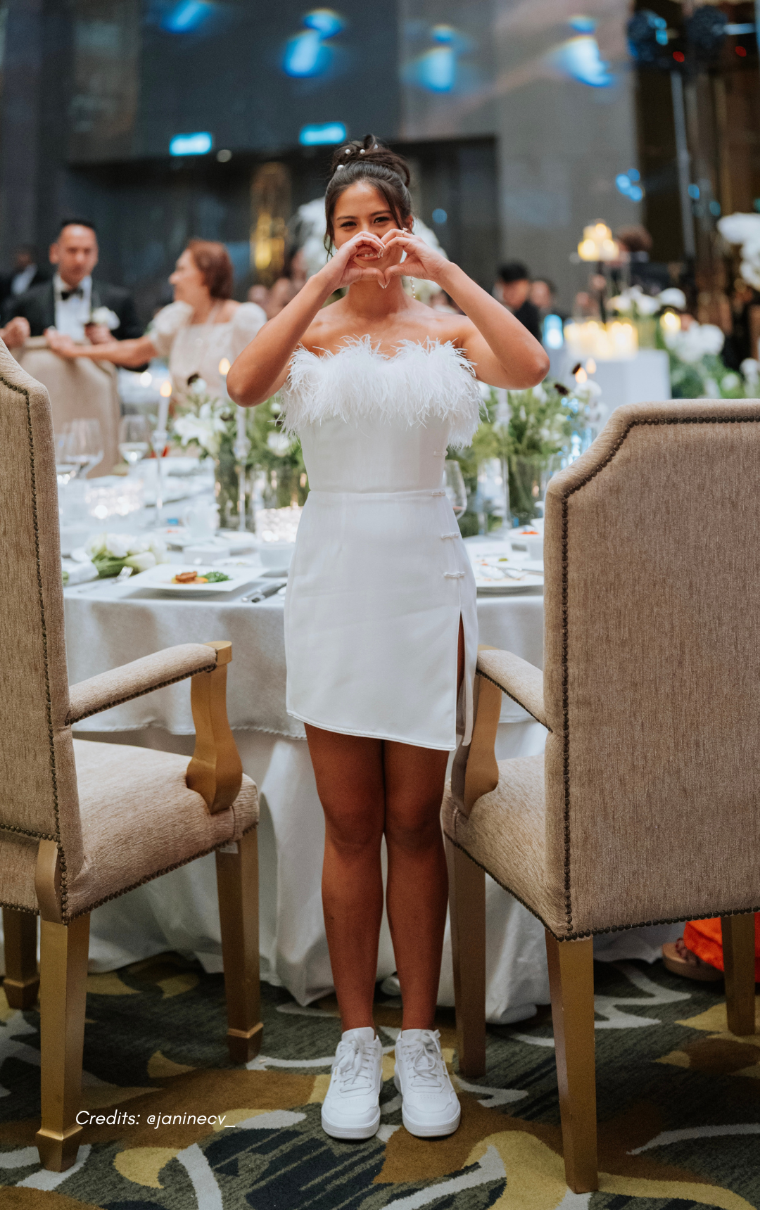 White Sau Lee Feather Mini Dress
