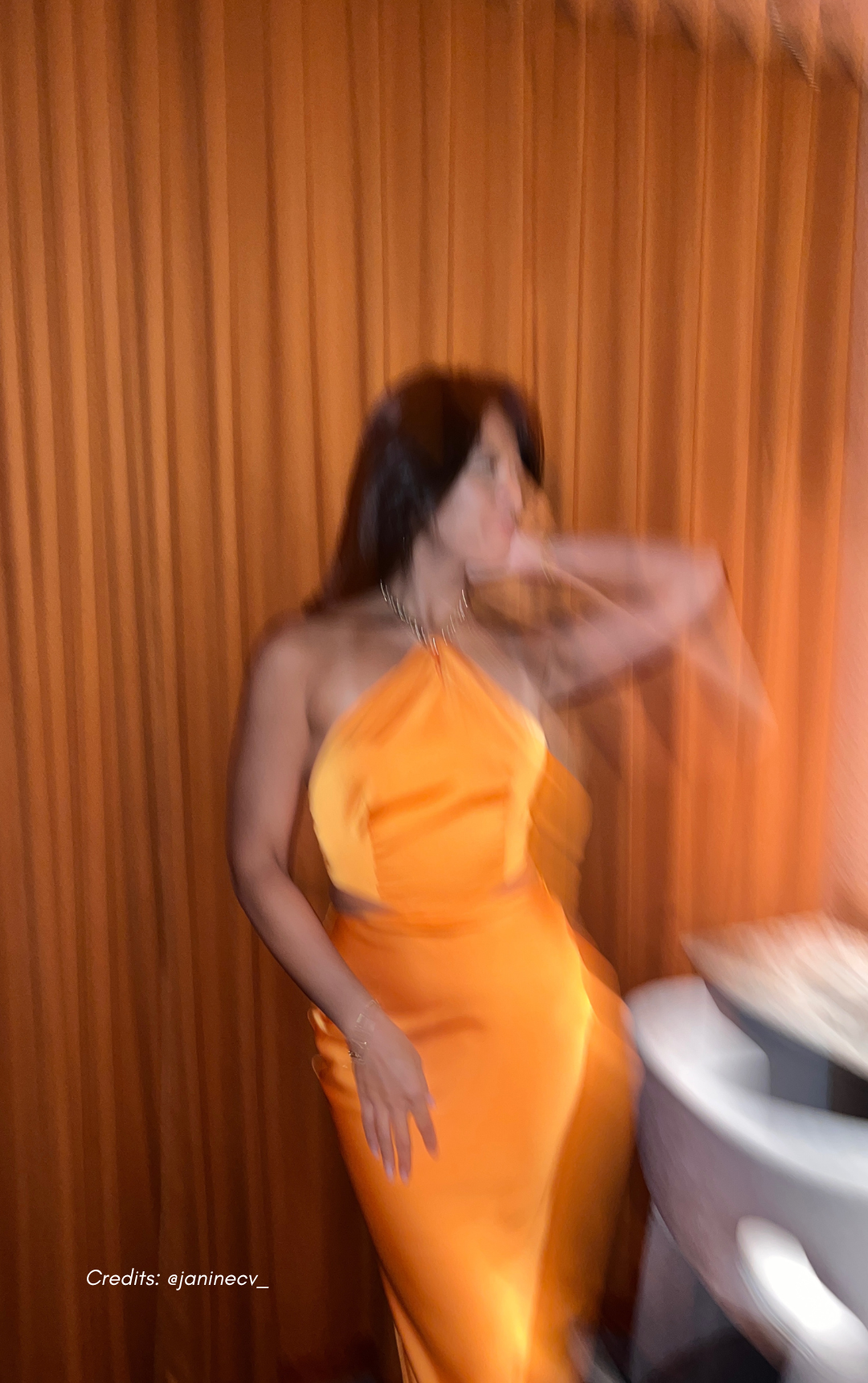 Orange Lexi Chain Halter Dress