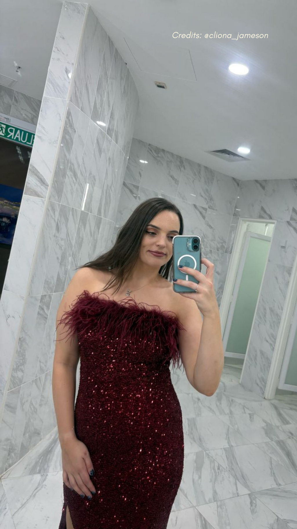 Red Feather Bandeau Sequin Dress
