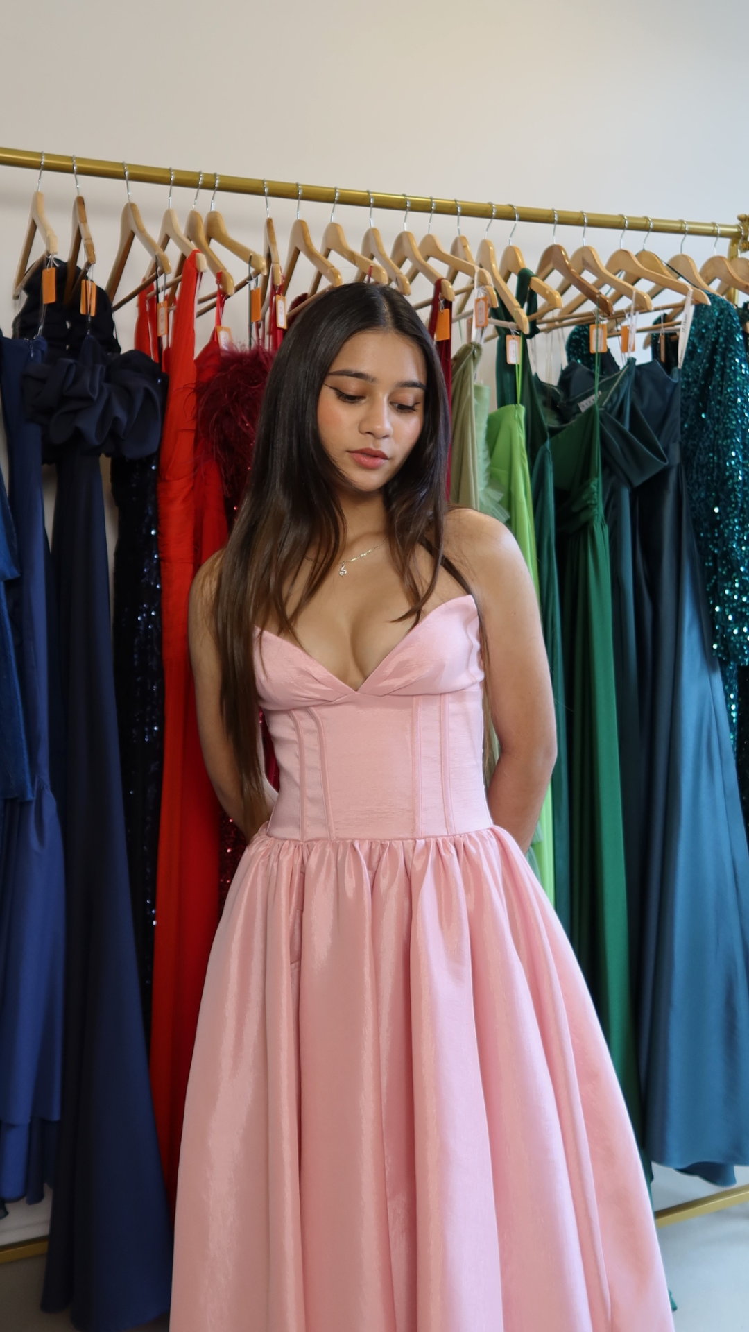 Pink Corset Strapless Maxi Dress